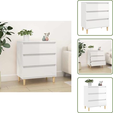 Credenza in legno multistrato - vidaXL Credenza Bianco Lucido 60x35x70 cm in Legno Multistrato - Credenza bianca lucida