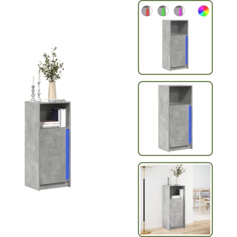 Credenza in legno multistrato - vidaXL Credenza con LED Grigio Cemento 42,5x34x100cm Legno Multistrato - Credenza con ante