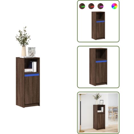 Credenza in legno multistrato - vidaXL Credenza con LED Rovere Marrone 38x34x100 cm Legno Multistrato - Credenza con ante