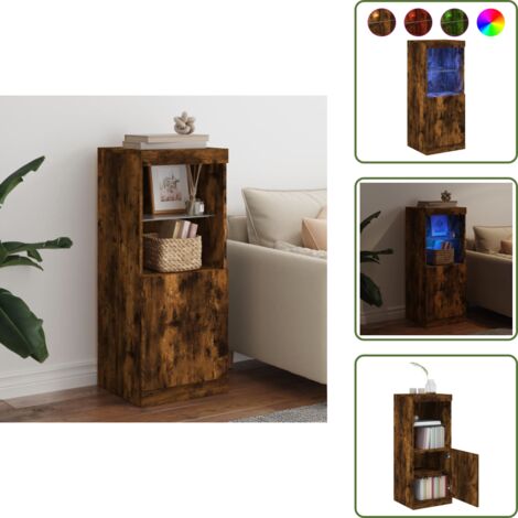 Credenza in legno multistrato - vidaXL Credenza con Luci LED Rovere Fumo 41x37x100 cm - Credenza con luce regolabile