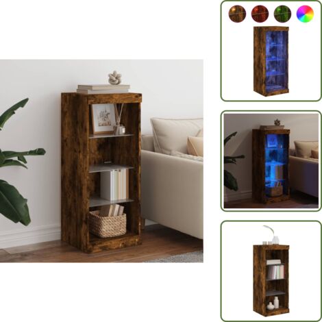 Credenza in legno multistrato - vidaXL Credenza con Luci LED Rovere Fumo 41x37x100 cm - Credenza con luce regolabile