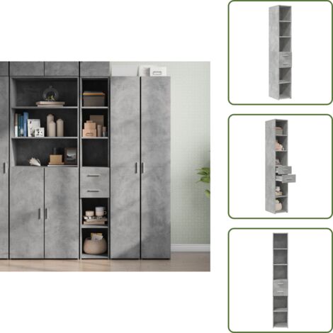 Credenza in legno multistrato - vidaXL Credenza Grigio Cemento 30x42,5x185 cm in Legno Multistrato - Credenza da cucina