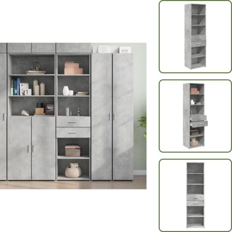 Credenza in legno multistrato - vidaXL Credenza Grigio Cemento 50x42,5x185 cm in Legno Multistrato - Credenza da interno