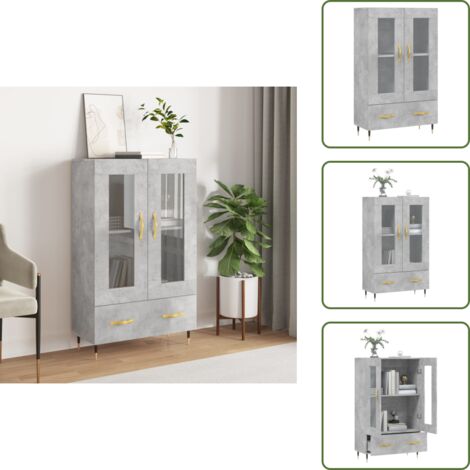 Credenza in legno multistrato - vidaXL Credenza Grigio Cemento 69,5x31x115 cm in Legno Multistrato - Credenza con gambe in metallo