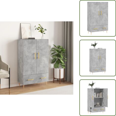 Credenza in legno multistrato - vidaXL Credenza Grigio Cemento 69,5x31x115 cm in Legno Multistrato - Credenza con gambe in metallo