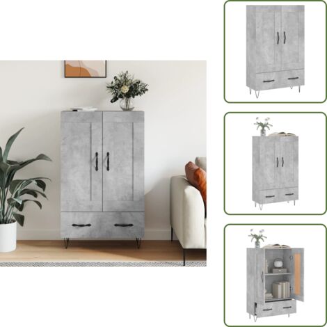Credenza in legno multistrato - vidaXL Credenza Grigio Cemento 69,5x31x115 cm in Legno Multistrato - Credenza con spazio portaoggetti