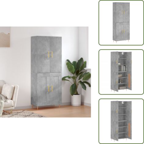 Credenza in legno multistrato - vidaXL Credenza Grigio Cemento 69,5x34x180 cm in Legno Multistrato - Credenza con piedini in metallo