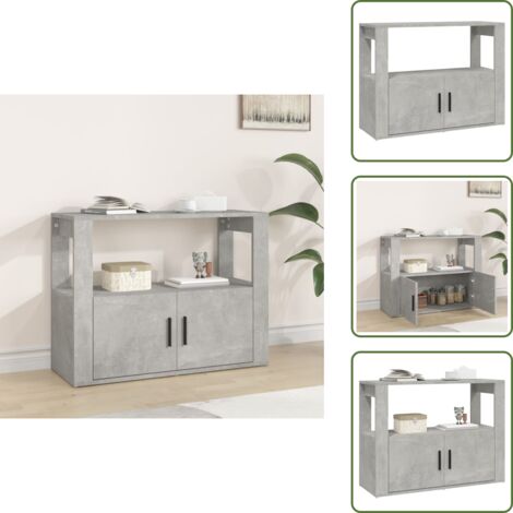 Credenza in legno multistrato - vidaXL Credenza Grigio Cemento 80x30x60 cm in Legno Multistrato - Credenza con ripiano