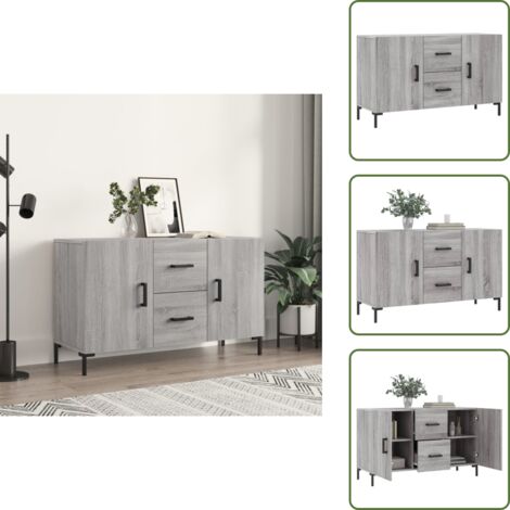 Credenza in legno multistrato - vidaXL Credenza Grigio Sonoma 100x36x60 cm in Legno Multistrato - Credenza con gambe in metallo