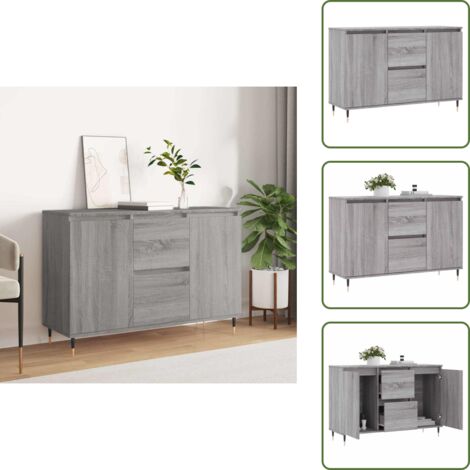Credenza in legno multistrato - vidaXL Credenza Grigio Sonoma 101,5x35x70 cm in Legno Multistrato - Credenza con gambe in ferro
