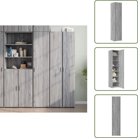 Credenza in legno multistrato - vidaXL Credenza Grigio Sonoma 40x42,5x185 cm in Legno Ingegnerizzato - Credenza con ante