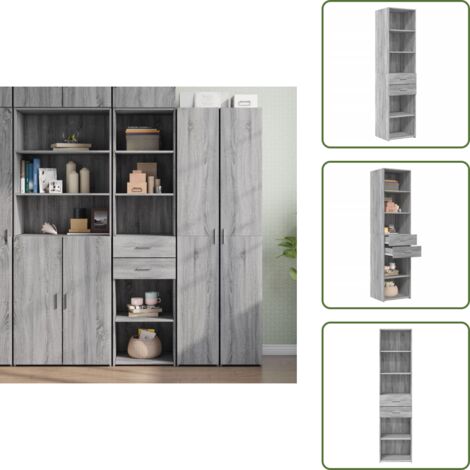 Credenza in legno multistrato - vidaXL Credenza Grigio Sonoma 45x42,5x185 cm in Legno Multistrato - Credenza da cucina