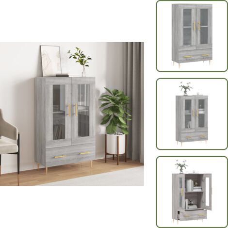 Credenza in legno multistrato - vidaXL Credenza Grigio Sonoma 69,5x31x115 cm in Legno Multistrato - Credenza con gambe in metallo
