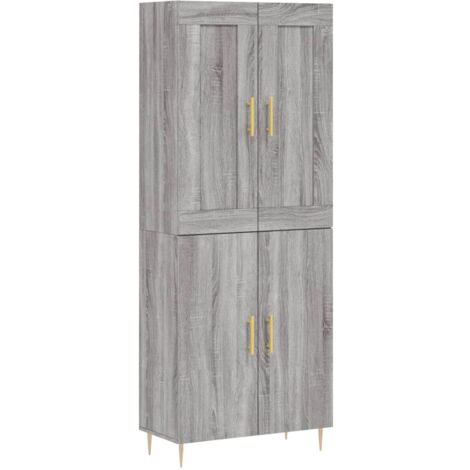 Credenza in legno multistrato - vidaXL Credenza Grigio Sonoma 69,5x34x180 cm in Legno Multistrato - Credenza con piedini in ferro