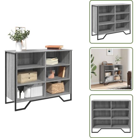 Credenza in legno multistrato - vidaXL Credenza Grigio Sonoma 91x35,5x74,5 cm in Legno Multistrato - Credenza con gambe in metallo