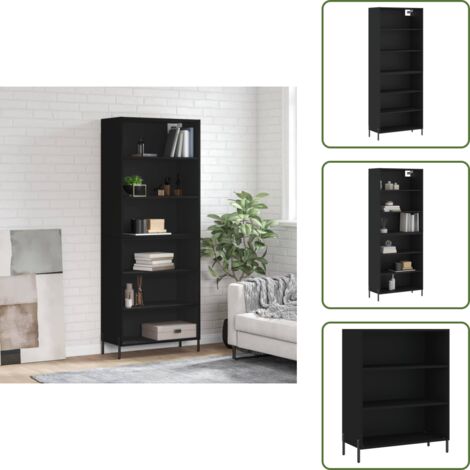 Credenza in legno multistrato - vidaXL Credenza Nera 69,5x32,5x180 cm Legno Multistrato - Credenza con gambe in metallo