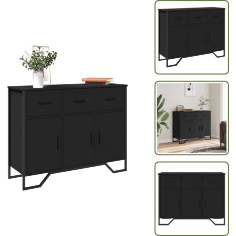 Credenza in legno multistrato - vidaXL Credenza Nera 97x32,5x74,5 cm in Legno Multistrato - Credenza con gambe in metallo