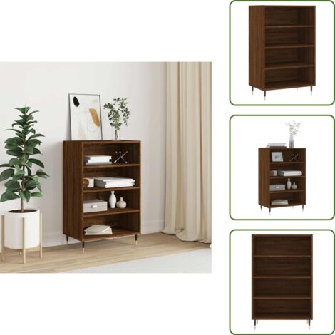 Credenza in legno multistrato - vidaXL Credenza Rovere Marrone 57x35x90 cm in Legno Multistrato - Credenza con ripiani