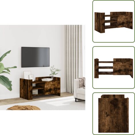 Credenza in legno multistrato - vidaXL Mobile Porta TV Rovere Fumo 80x35x40 cm in Legno Multistrato - Mobile TV con spazio portaoggetti