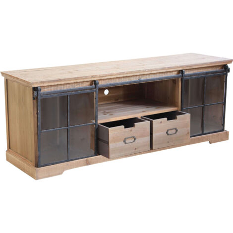 Credenza In Legno Spaziosa Grande Con Cassetti Madia Moderna Industrial Per Arredamento Soggiorno, Sala Da Pranzo, Salotto , Cm 160x45,5x60 H