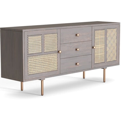 Credenza in Legno - Stile Vintage - Dena Grigio scuro