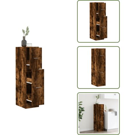Credenza in legno - vidaXL Armadietto da Farmacia Rovere Fumo 30x41x118 cm in Truciolato - Armadietto con cassetti