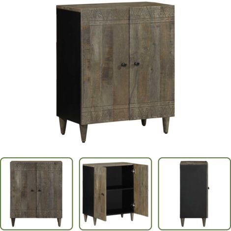 Credenza in mango -  Credenza Grigio Chiaro 60x33,5x75 cm in Legno Massello di Mango