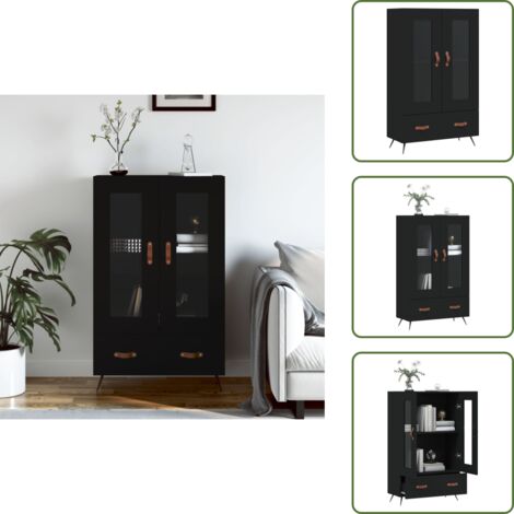 Credenza in metallo - vidaXL Credenza Nera 69,5x31x115 cm in Legno Multistrato - Credenza con vetro