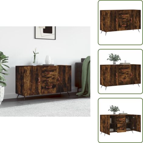 Credenza in metallo - vidaXL Credenza Rovere Fumo 100x36x60 cm in Legno Multistrato - Credenza con gambe in metallo