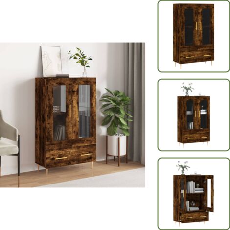 Credenza in metallo - vidaXL Credenza Rovere Fumo 69,5x31x115 cm in Legno Multistrato - Credenza con gambe in metallo