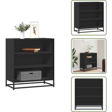 Credenza in metallo - vidaXL Credenza Rovere Nera 68x35x76 cm in Truciolato e Metallo - Credenza con ripiani