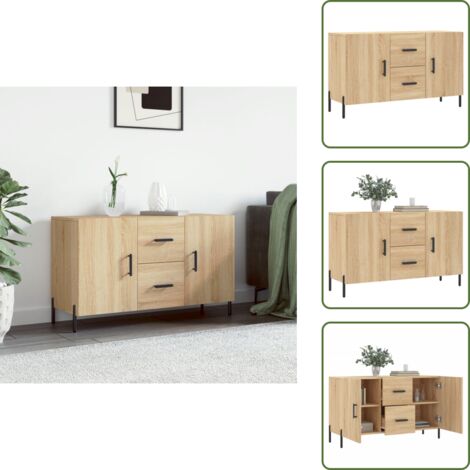Credenza in metallo - vidaXL Credenza Rovere Sonoma 100x36x60 cm in Legno Multistrato - Credenza con gambe in metallo