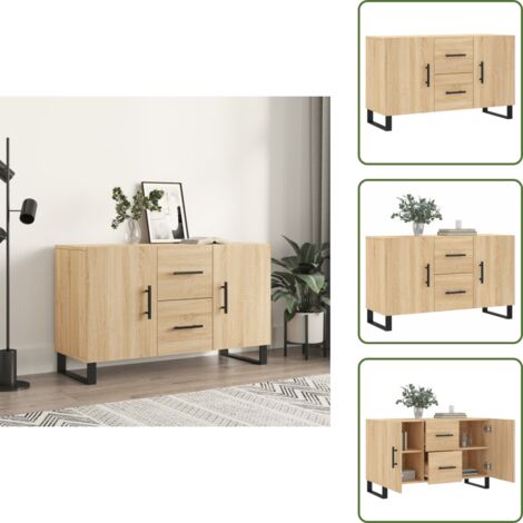 Credenza in metallo - vidaXL Credenza Rovere Sonoma 100x36x60 cm in Legno Multistrato - Credenza con gambe in metallo