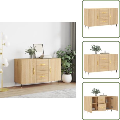 Credenza in metallo - vidaXL Credenza Rovere Sonoma 100x36x60 cm in Legno Multistrato - Credenza con gambe in metallo