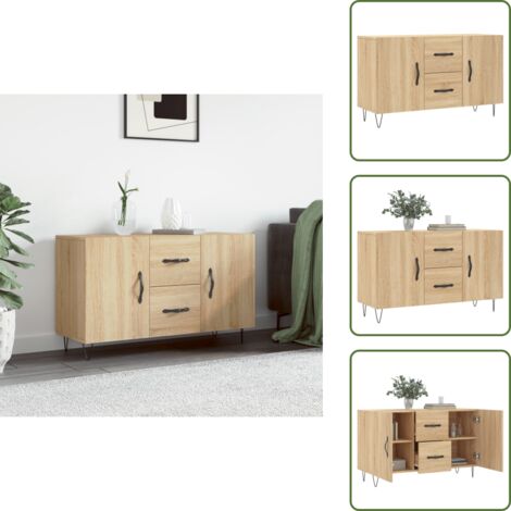 Credenza in metallo - vidaXL Credenza Rovere Sonoma 100x36x60 cm in Legno Multistrato - Credenza con gambe in metallo