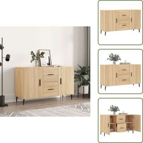 Credenza in metallo - vidaXL Credenza Rovere Sonoma 100x36x60 cm in Legno Multistrato - Credenza con gambe in metallo
