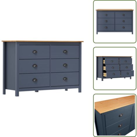 Credenza in pino - vidaXL Credenza Hill Grigia 125x40x80 cm in Legno Massello di Pino -