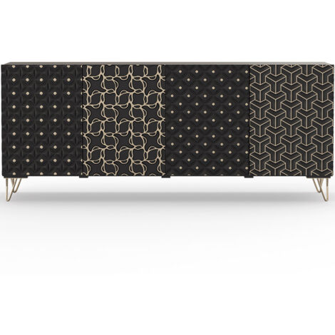 Credenza in stile in legno - Nero - Haui Nero