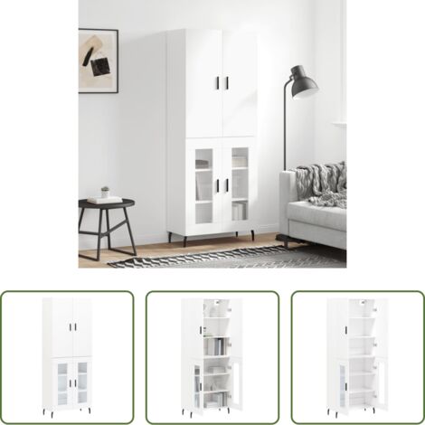 Credenza in vetro -  Credenza Bianca 69,5x34x180 cm in Legno Multistrato