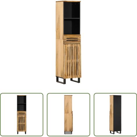 Credenza industriale -  Credenza 38x34x160 cm in Legno Massello di Mango Grezzo