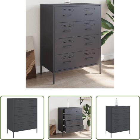 Credenza industriale -  Credenza Antracite 68x39x89 cm in Acciaio
