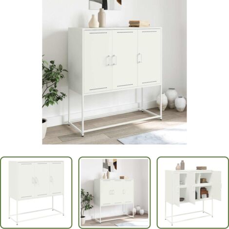 Credenza industriale -  Credenza Bianca 100,5x39x107 cm in Acciaio