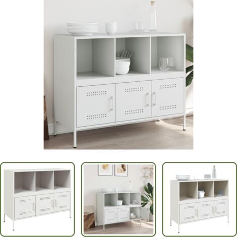 Credenza industriale -  Credenza Bianca 100,5x39x79 cm in Acciaio