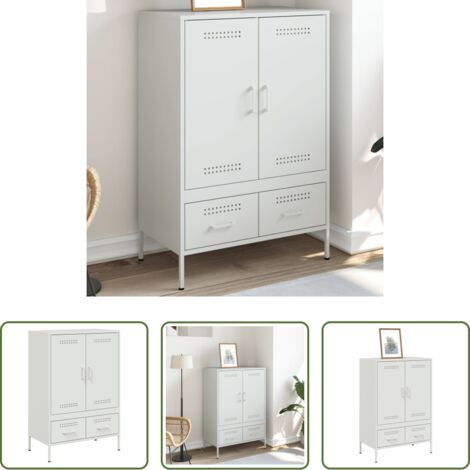 Credenza industriale -  Credenza Bianca 68x39x101,5 cm in Acciaio