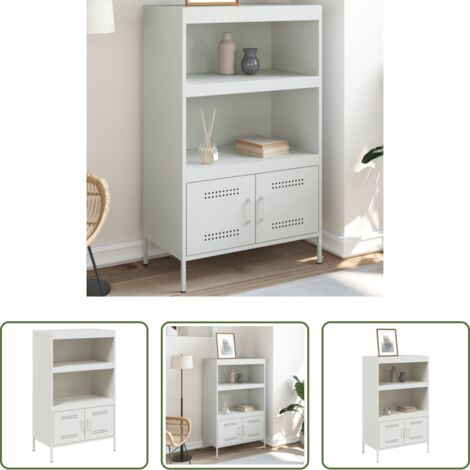 Credenza industriale -  Credenza Bianca 68x39x113 cm in Acciaio