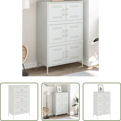 Credenza industriale -  Credenza Bianca 68x39x113 cm in Acciaio