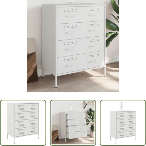Credenza industriale -  Credenza Bianca 68x39x89 cm in Acciaio