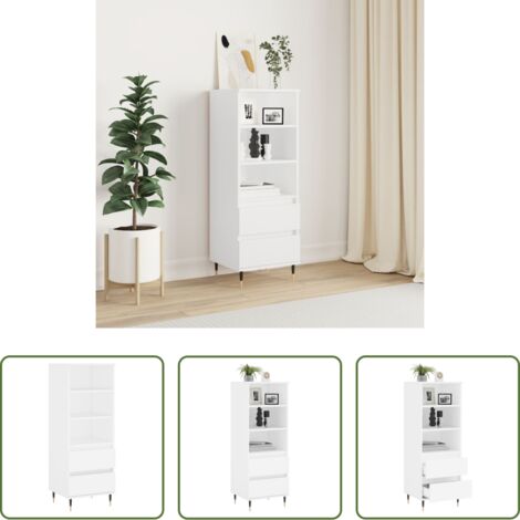 Credenza industriale -  Credenza Bianco 40x36x110 cm in Legno Multistrato