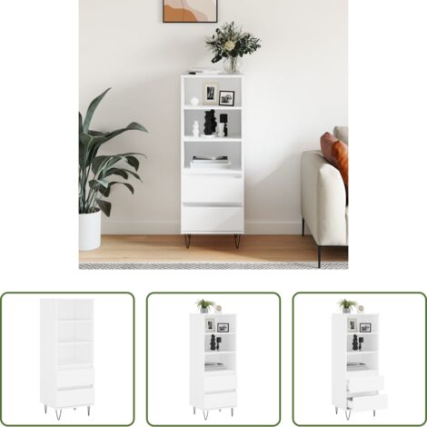 Credenza industriale -  Credenza Bianco 40x36x110 cm in Legno Multistrato