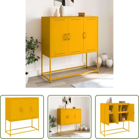 Credenza industriale -  Credenza Giallo Senape 100,5x39x107 cm in Acciaio